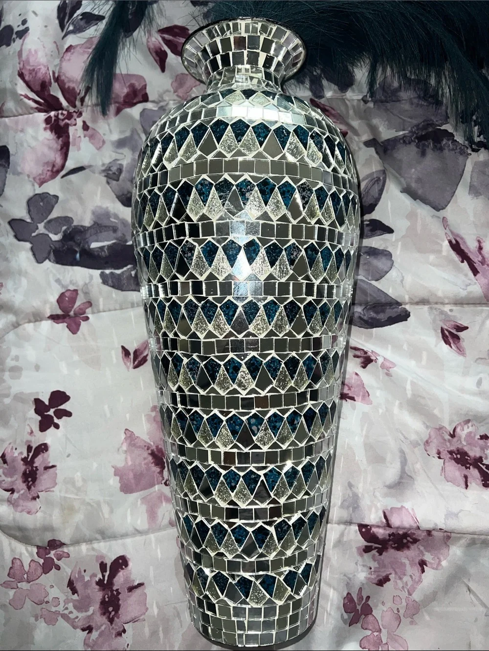 Tall Mosaic Glass Vase